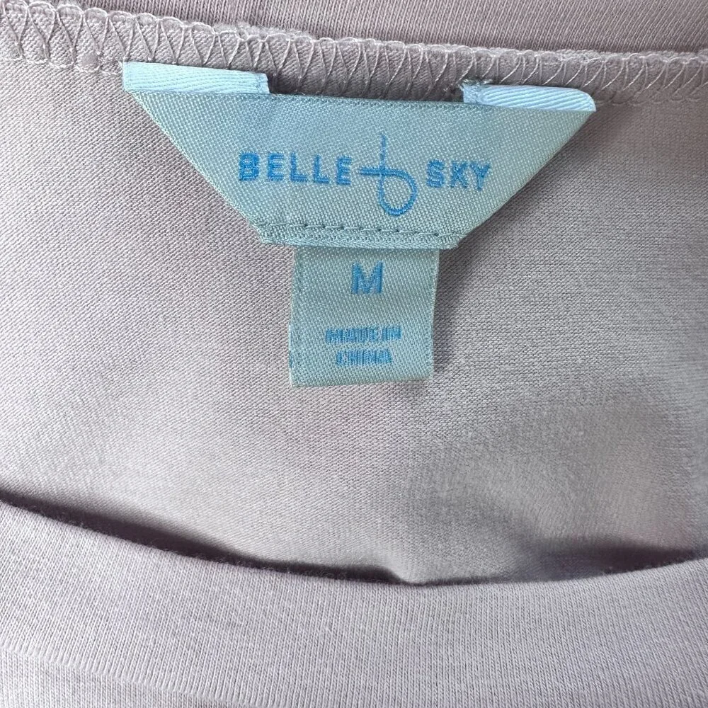 NWT  Belle + Sky Pink Front Twist Top With Tiered Ruffled Bell Sleeves-Size M - Picture 5 of 8